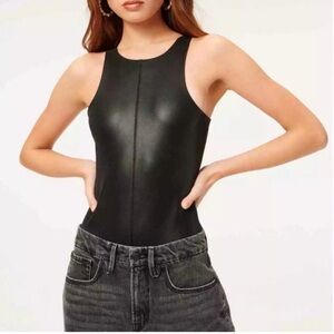 Good American Faux Leather Bodysuit Tank
